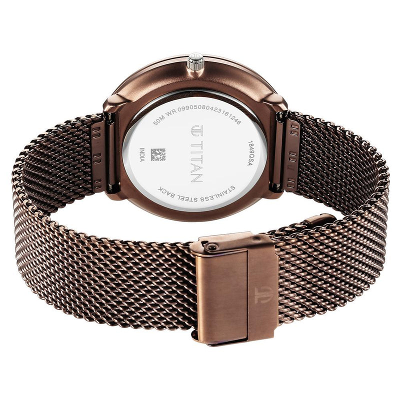 Titan Neo Splash Quartz Analog with Date Brown Dial Stainless Steel Strap Watch for Men