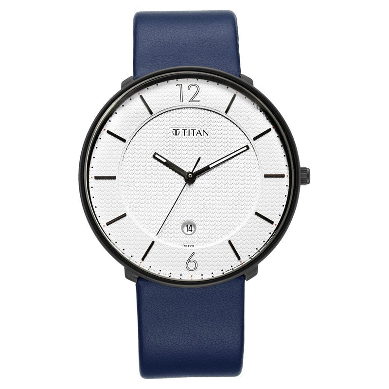 Titan Minimals White Dial Analog Leather Strap watch for Men