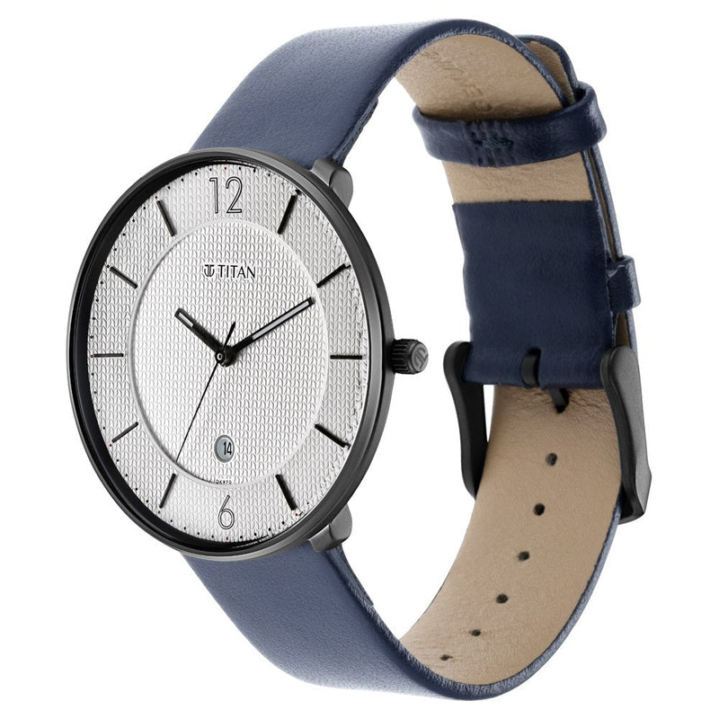 Titan Minimals White Dial Analog Leather Strap watch for Men