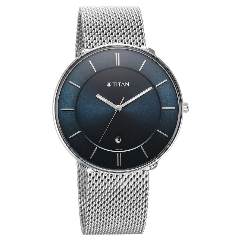 Titan Noir Blue Dial Analog Stainless Steel Strap Watch for Men