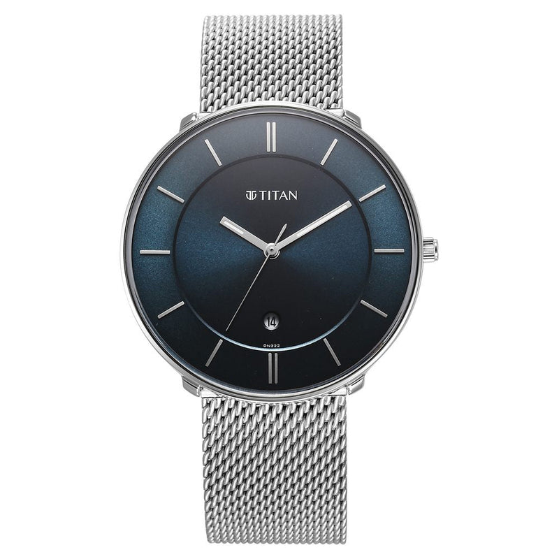 Titan Noir Blue Dial Analog Stainless Steel Strap Watch for Men