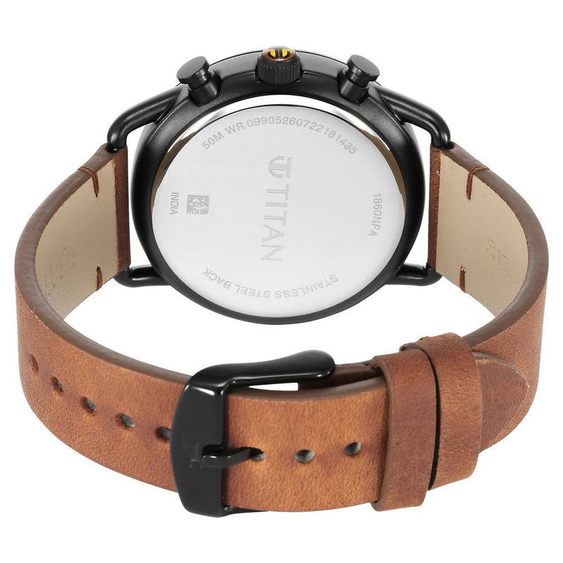 Titan Retro Analog Metal Leather Strap watch for Men