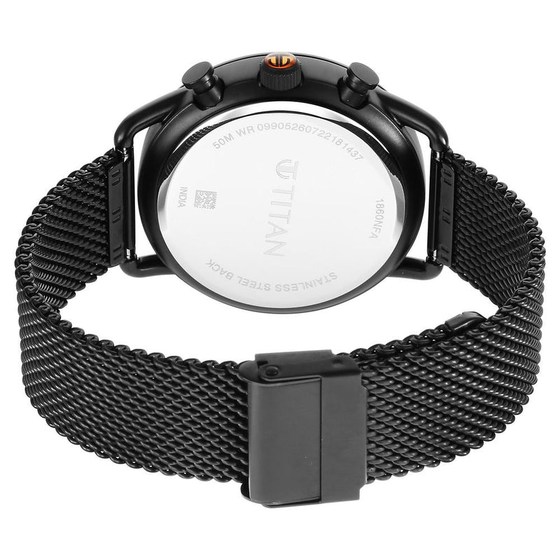 Titan Quartz Analog Black Dial Stainless Steel Strap Watch for Men