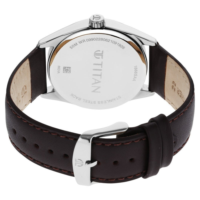 Titan Workwear Brown Dial Analog Leather Strap Watch Men