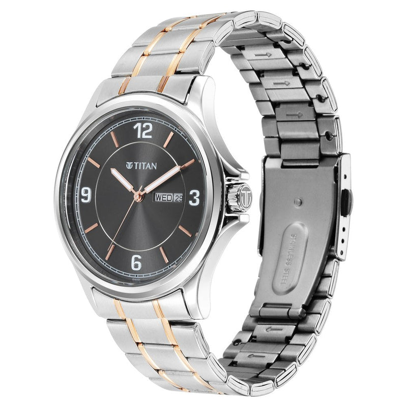 Titan Trendsetters Anthracite Dial Analog Stainless Steel Strap watch for Men