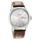 Titan Quartz Analog Silver White Dial Leather Strap Watch for Men