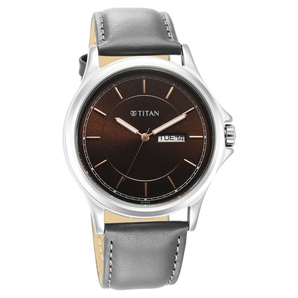 Titan Urban Brown Dial Analog Leather Strap Watch for Men