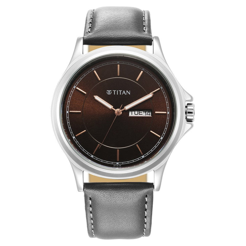 Titan Urban Brown Dial Analog Leather Strap Watch for Men