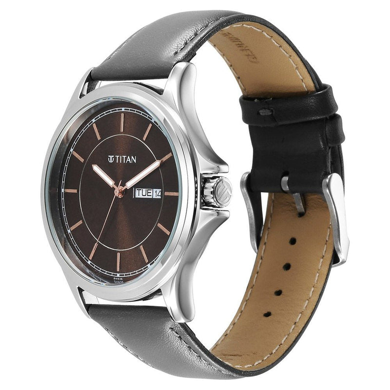 Titan Urban Brown Dial Analog Leather Strap Watch for Men