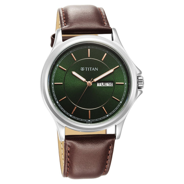 Titan Urban Green Dial Analog Leather Strap Watch for Men