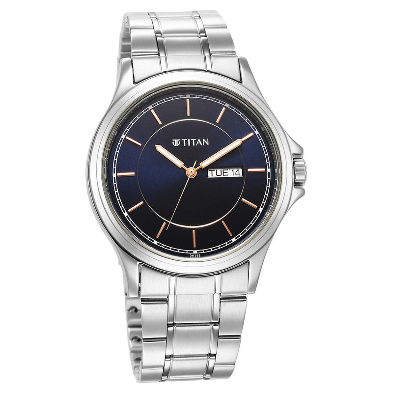 Titan Urban Analog Blue Dial Metal Strap Watch for Men