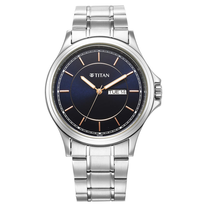 Titan Urban Analog Blue Dial Metal Strap Watch for Men