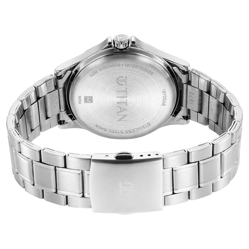 Titan Marhaba Silver White Dial Analog Stainless Steel Strap watch for Men