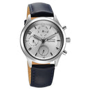 Titan Sapphire Quartz Multifunction Silver Dial Leather Strap Watch for Men