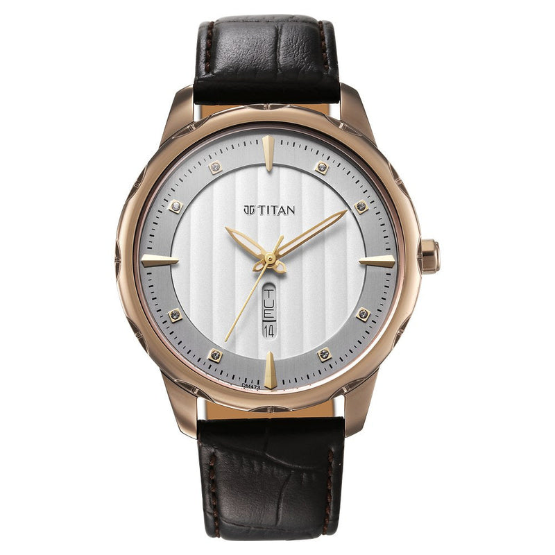 Titan Regalia Opulent White Dial Watch for Men