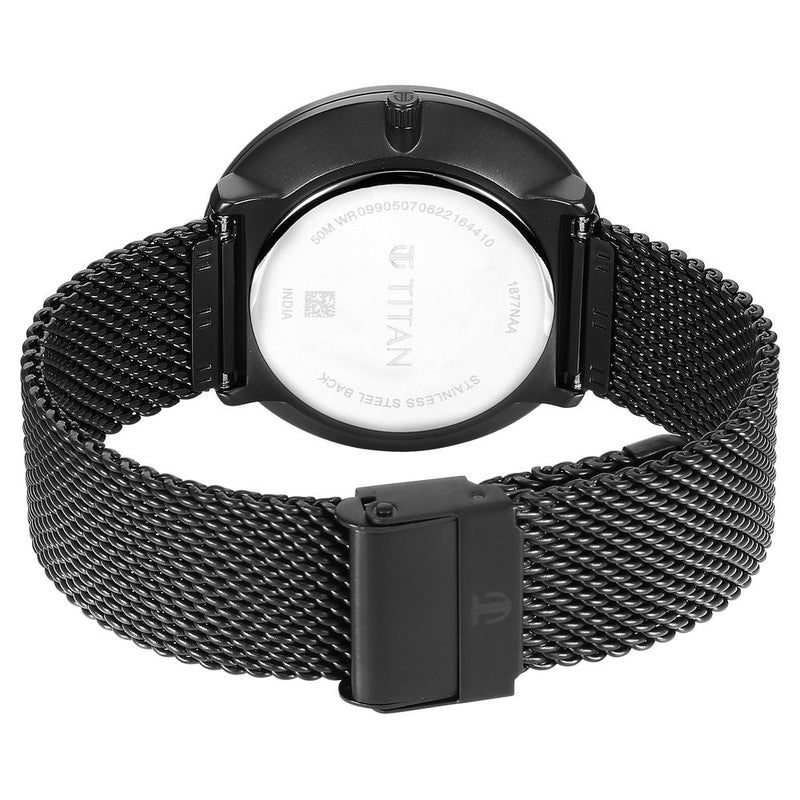 Titan Quartz Multifunction Black Dial Stainless Steel Strap Watch for Men