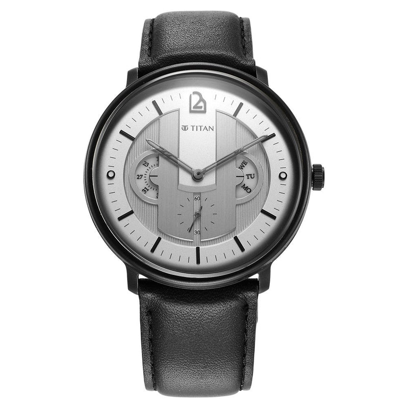 Titan Quartet Silver Dial Multi Leather Strap watch for Men