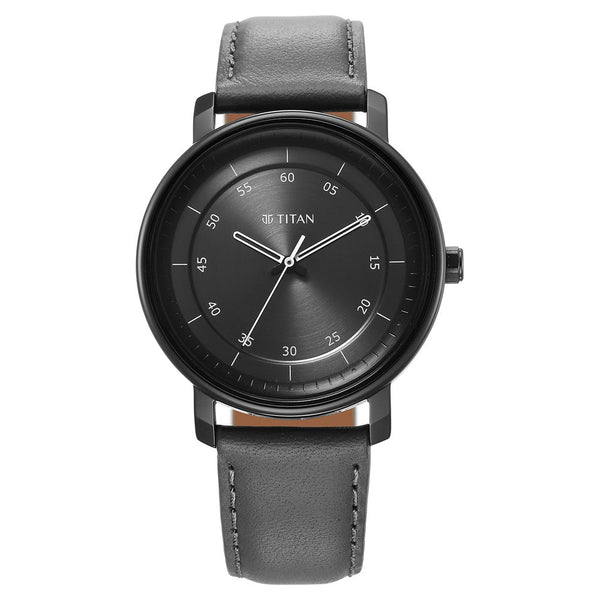 Titan Workwear Quartz Analog Anthracite Dial Leather Strap Watch for Men