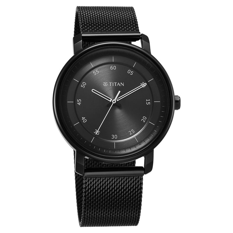 Titan Workwear Quartz Analog Anthracite Dial Leather Strap Watch for Men