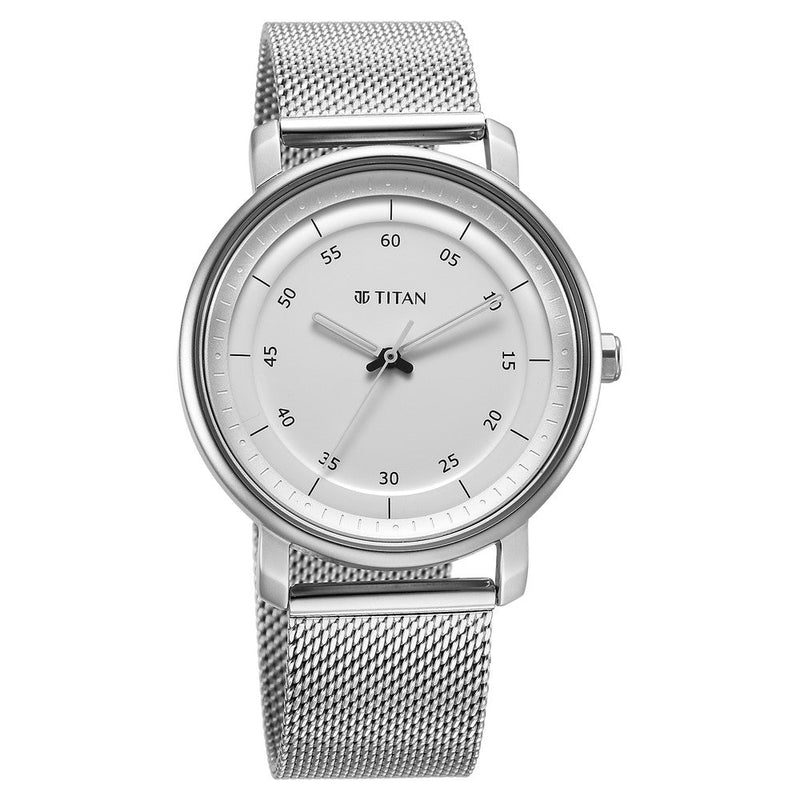 Titan Workwear Quartz Analog Silver Dial Stainless Steel Strap Watch for Men