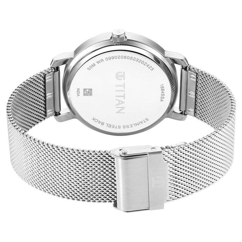 Titan Workwear Quartz Analog Silver Dial Stainless Steel Strap Watch for Men