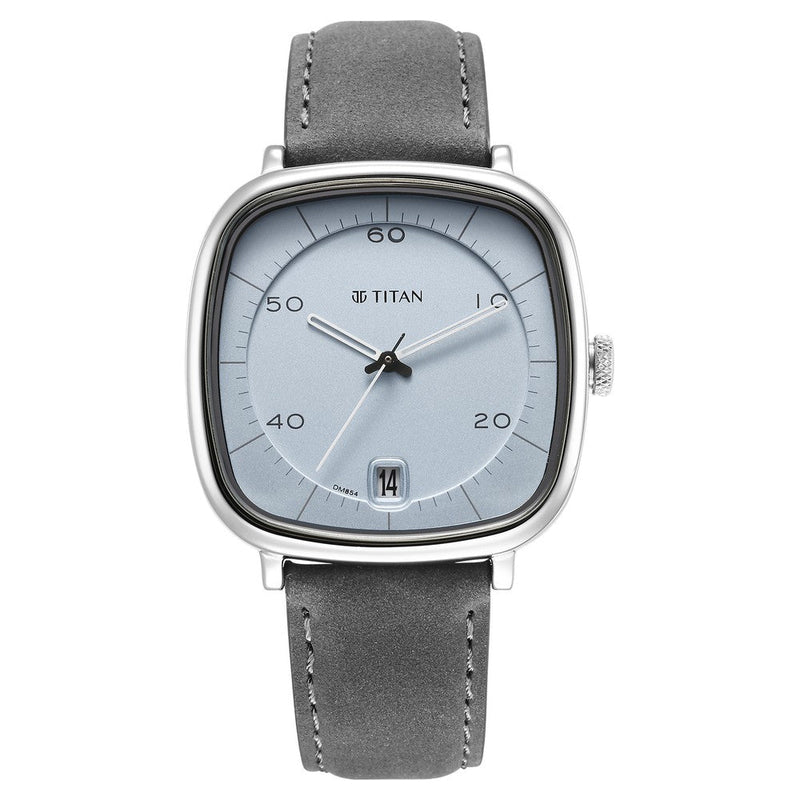 Titan Quartz Analog Anthracite Dial Leather Strap Watch for Men