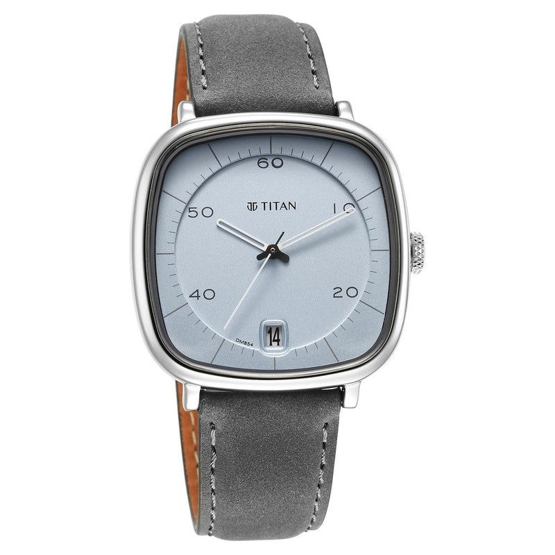 Titan Quartz Analog Anthracite Dial Leather Strap Watch for Men