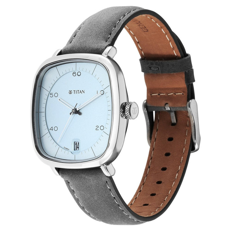 Titan Quartz Analog Anthracite Dial Leather Strap Watch for Men