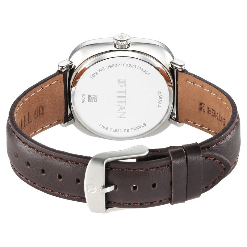 Titan Neo Curve Quartz Analog Anthracite Dial Brown Leather Strap Watch for Men