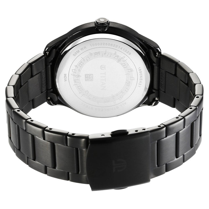 Titan Quartet Black Dial Analog Stainless Steel Strap watch for Men