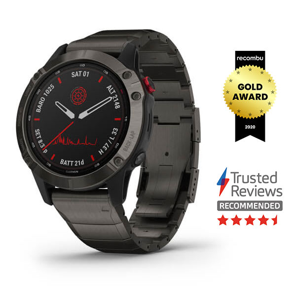 Garmin Fenix 6 Titanium Black Bracelet Full Color Display Dial Watch - 010-02410-23