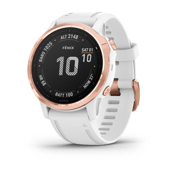 Garmin Fenix 6S Silicone White Strap Full Color Display Dial Watch - 010-02159-11