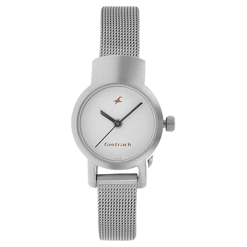 Fastrack Quartz Analog White Dial Metal Strap Watch for Girls