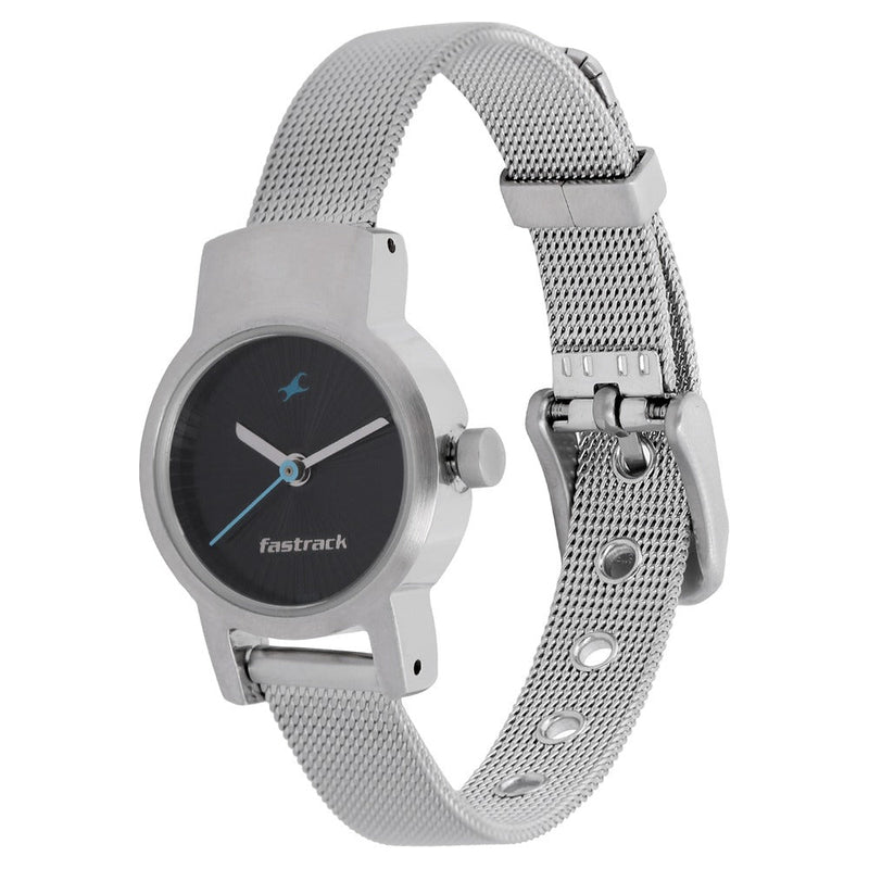 Fastrack Quartz Analog Black Dial Metal Strap Watch for Girls