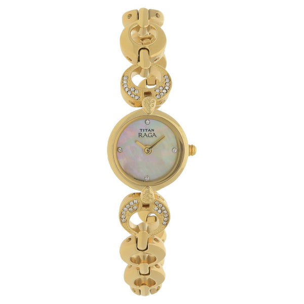 Titan Quartz Analog Mother of Pearl Dial Metal Strap Watch for Women