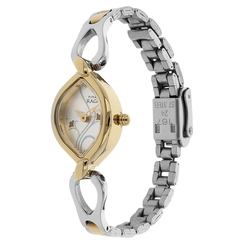 Titan RAGA FLORA Silver Dial Analog Stainless Steel Strap watch for Women