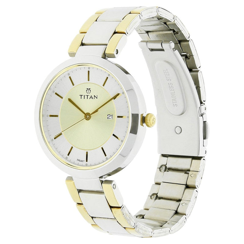 Titan Workwear Bicolour Dial Analog Stainless Steel Strap Watch for Women