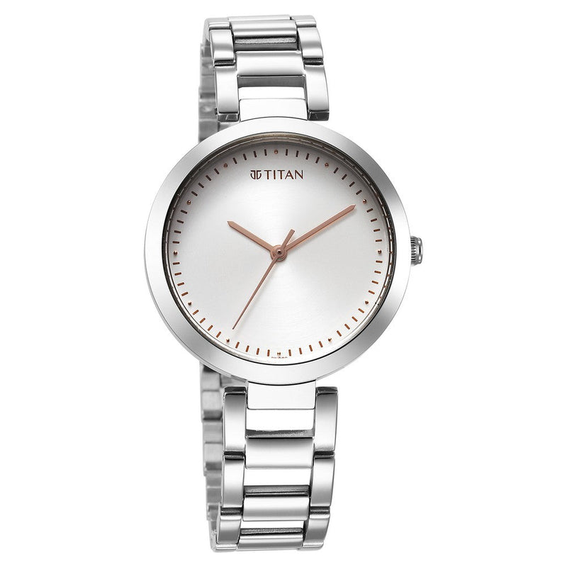 Titan Workwear Quartz Analog Silver Dial Silver Stainless Steel Strap Watch for Women