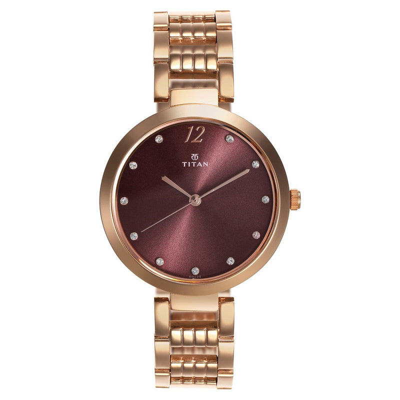 Titan Sparkle Purple Dial Analog Stainless Steel Strap Watch for Women