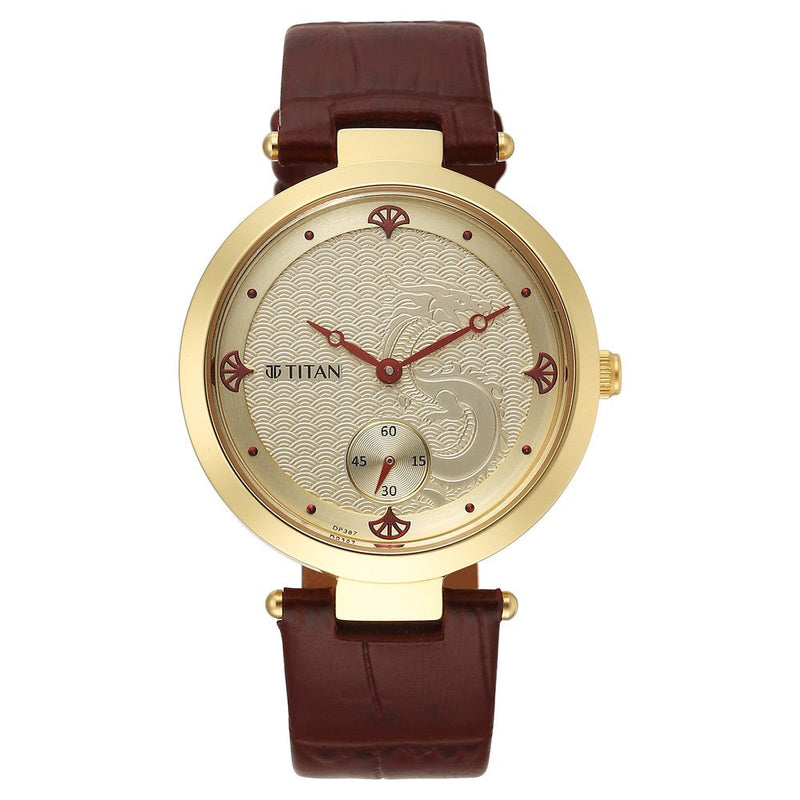 Titan Tet Light Champange Dial Analog Leather Strap Watch for Men