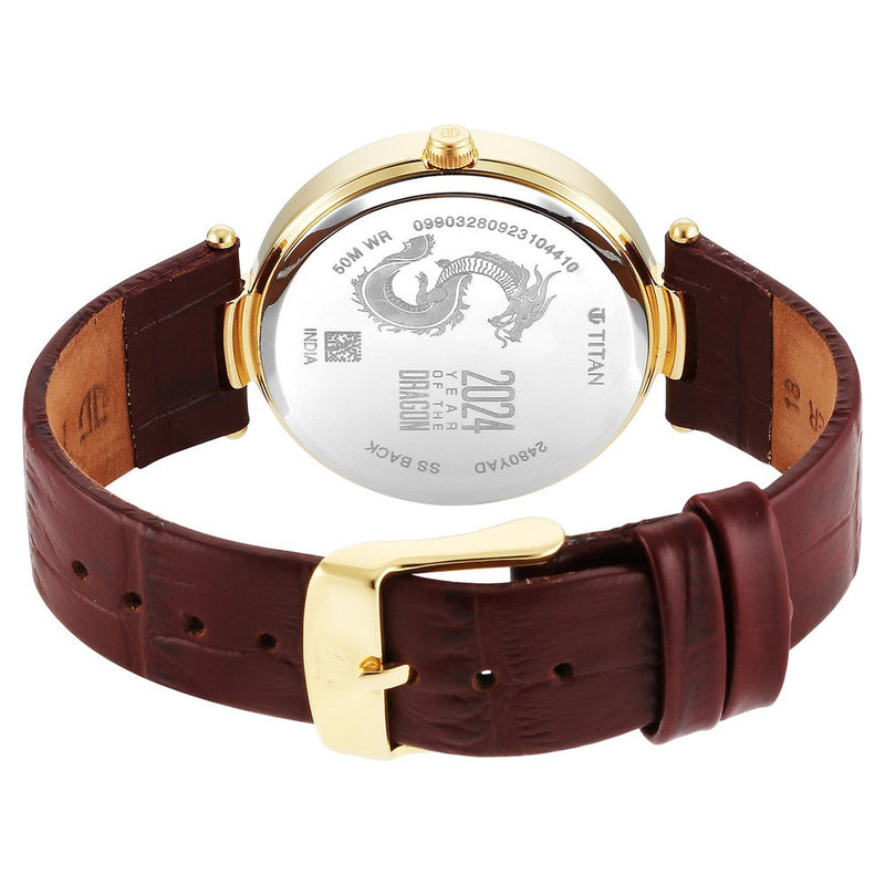 Titan Tet Light Champange Dial Analog Leather Strap Watch for Men