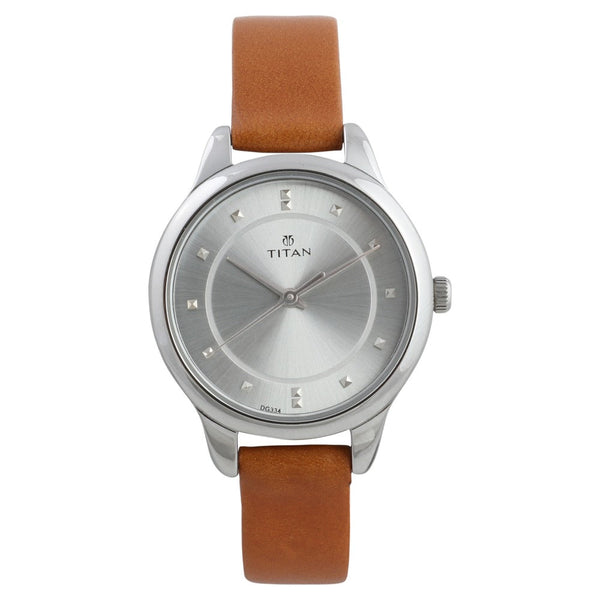 Titan Workwear Silver Dial Women Watch With Leather Strap