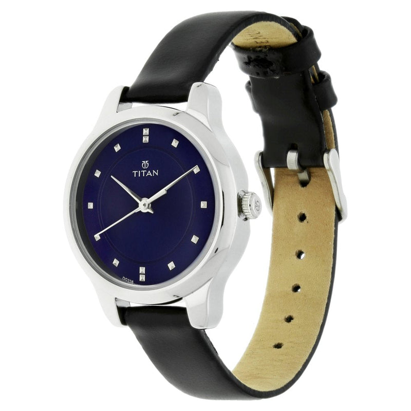 Titan Workwear Blue Dial Women Watch With Leather Strap