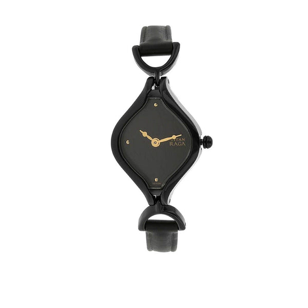 Titan Quartz Analog Black Dial Leather Strap Watch for Women