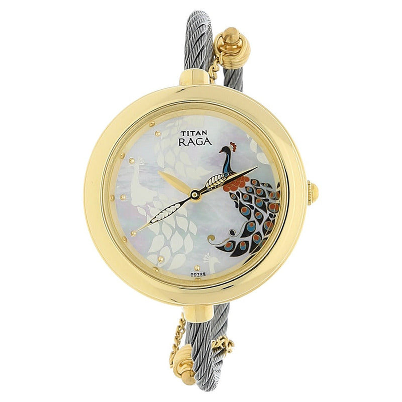 Titan Raga Garden of Eden White Dial Analog Stainless Steel Strap Watch for Women