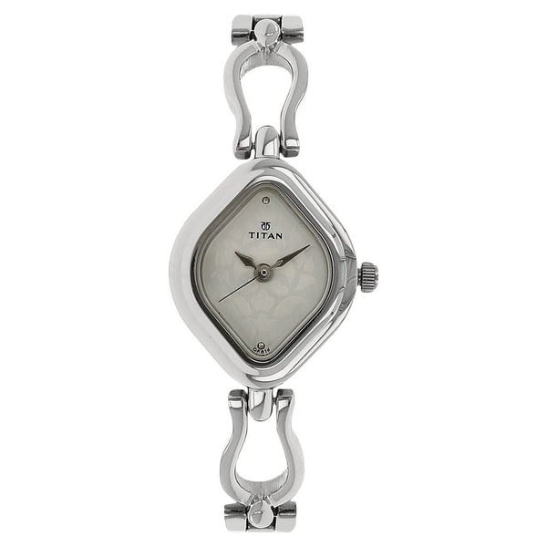 Titan Quartz Analog Silver Dial Stainless Steel Strap Watch for Women