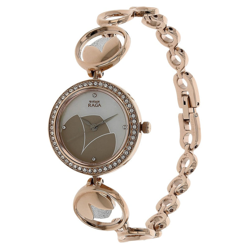 Titan Raga Garden Of Eden Mother of Pearl Dial Women Watch With Metal Strap