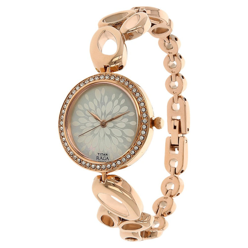 Titan Raga Garden of Eden White Dial Analog Metal Strap watch for Women