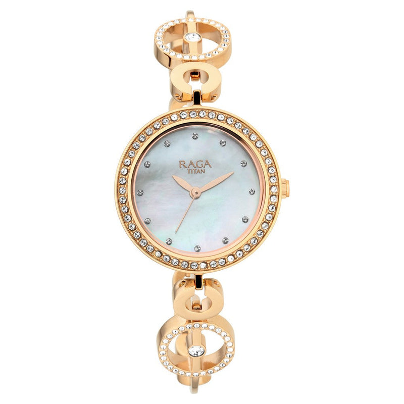 Titan Raga Mother of Pearl Dial Women Watch With Metal Strap