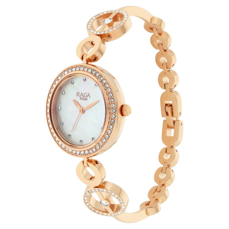 Titan Raga Mother of Pearl Dial Women Watch With Metal Strap